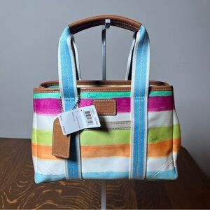Coach New With Tags Y2K Hampton Watercolor Striped Small Tote Satchel